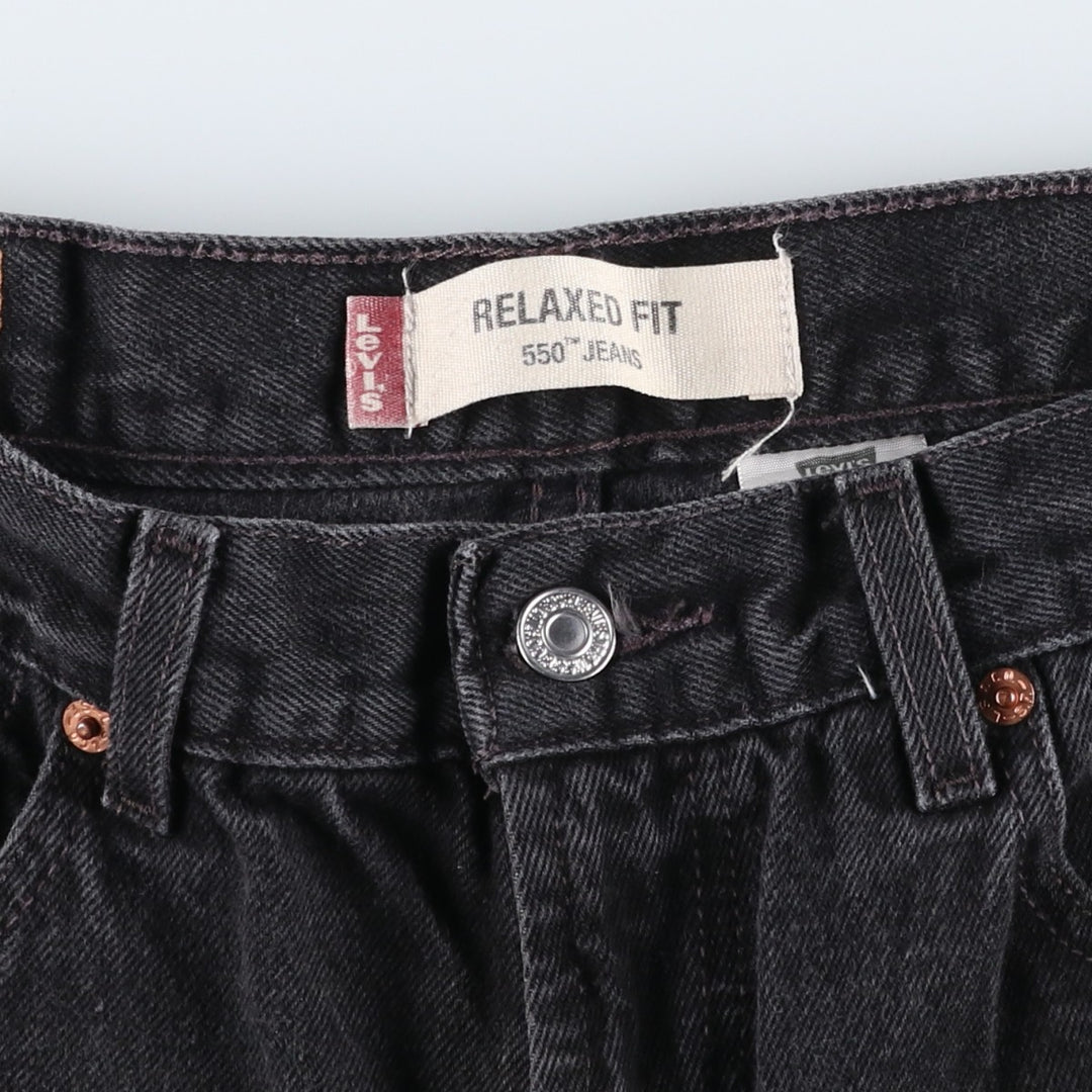 Levi's 550 Relaxed Fit Tapered Denim Pants, Black, Men's, Size W31 cotton black type Vintage Second Hand