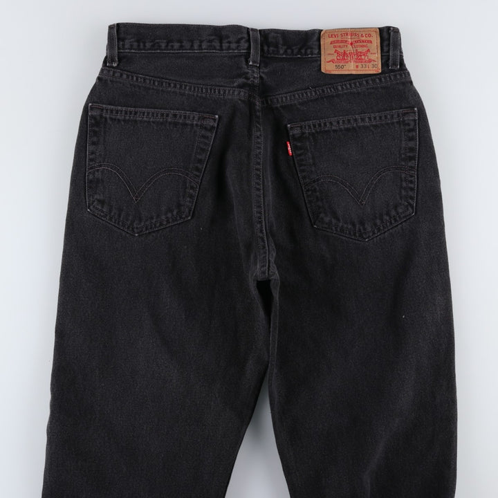 Levi's 550 Relaxed Fit Tapered Denim Pants, Black, Men's, Size W31 cotton black type Vintage Second Hand