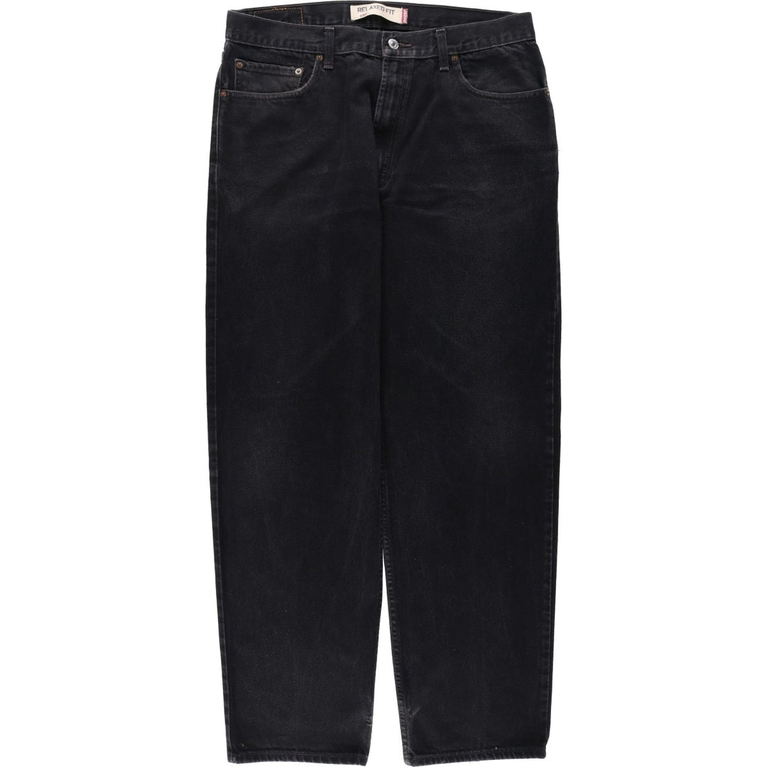 Levi's 550 Regular Fit Black Denim Tapered Jeans (Men's W36 equivalent) cotton black type Vintage Second Hand