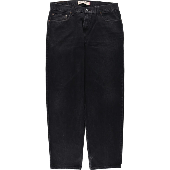 Levi's 550 Regular Fit Black Denim Tapered Jeans (Men's W36 equivalent) cotton black type Vintage Second Hand