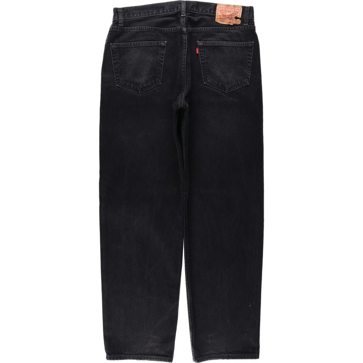 Levi's 550 Regular Fit Black Denim Tapered Jeans (Men's W36 equivalent) cotton black type Vintage Second Hand