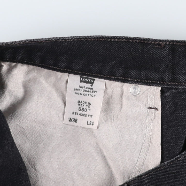 Levi's 550 Regular Fit Black Denim Tapered Jeans (Men's W36 equivalent) cotton black type Vintage Second Hand