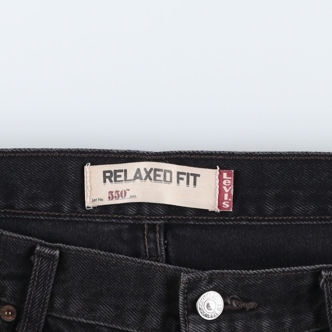 Levi's 550 Regular Fit Black Denim Tapered Jeans (Men's W36 equivalent) cotton black type Vintage Second Hand