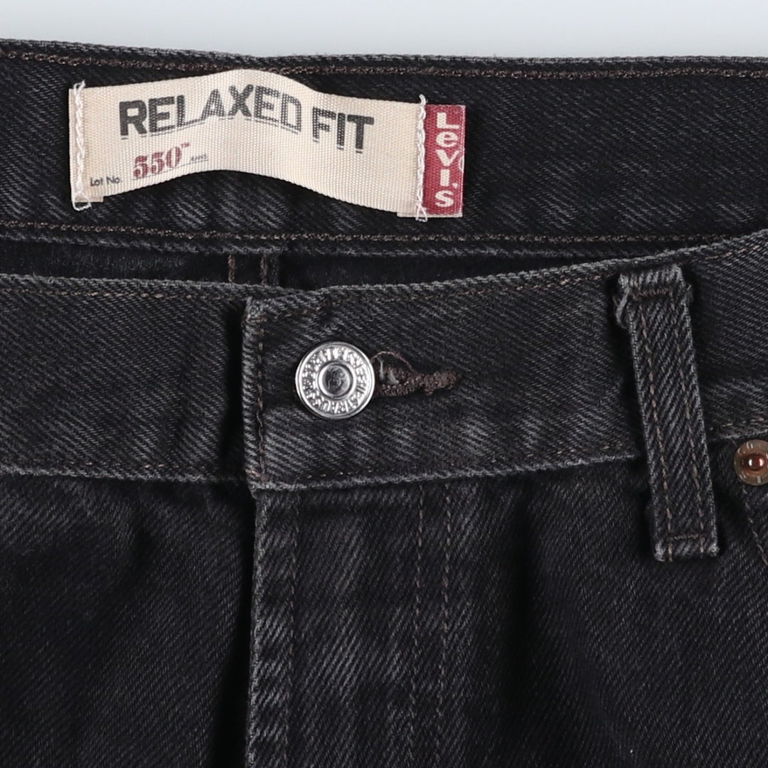 Levi's 550 Regular Fit Black Denim Tapered Jeans (Men's W36 equivalent) cotton black type Vintage Second Hand