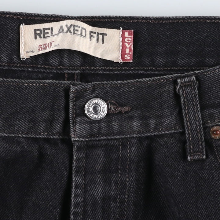 Levi's 550 Regular Fit Black Denim Tapered Jeans (Men's W36 equivalent) cotton black type Vintage Second Hand