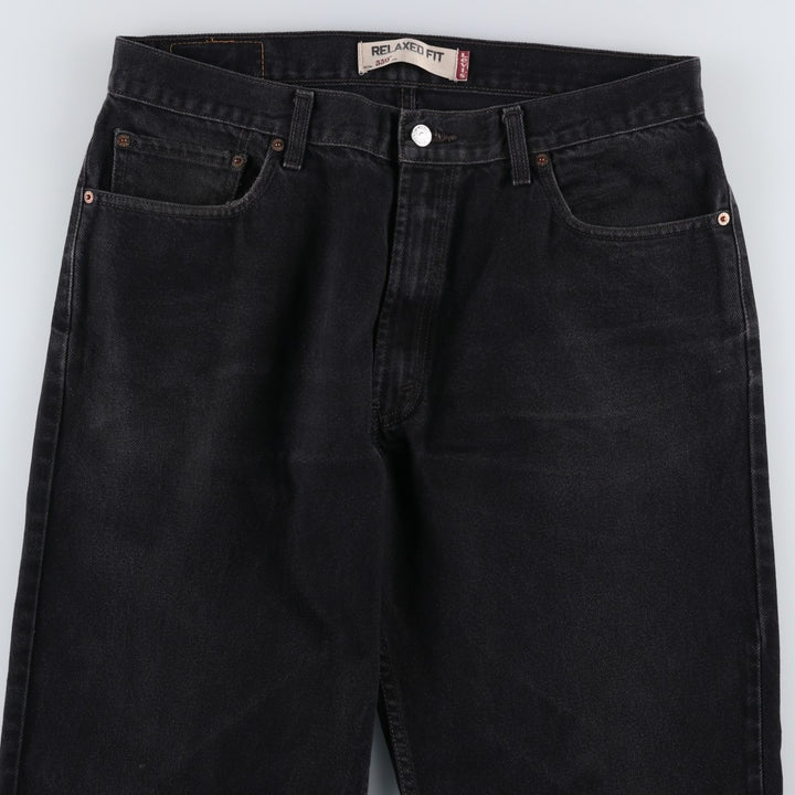 Levi's 550 Regular Fit Black Denim Tapered Jeans (Men's W36 equivalent) cotton black type Vintage Second Hand