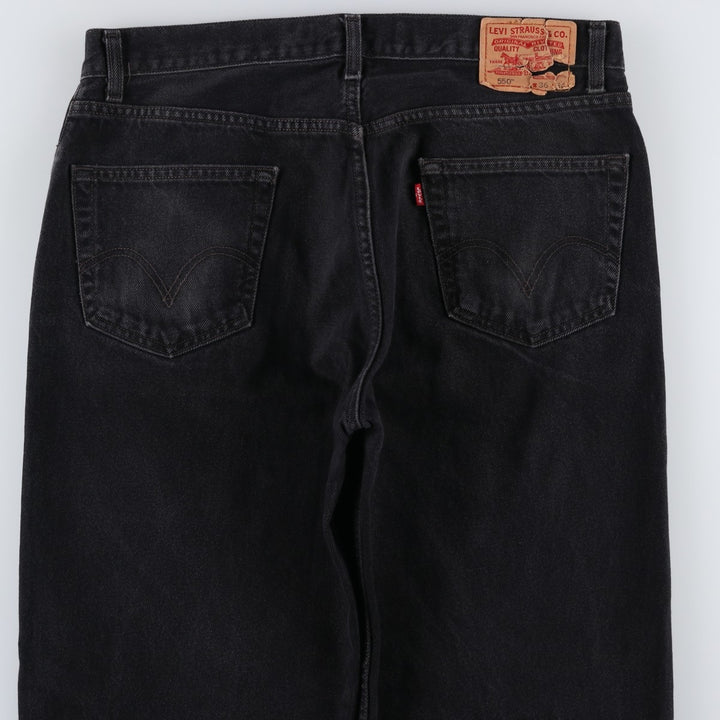 Levi's 550 Regular Fit Black Denim Tapered Jeans (Men's W36 equivalent) cotton black type Vintage Second Hand