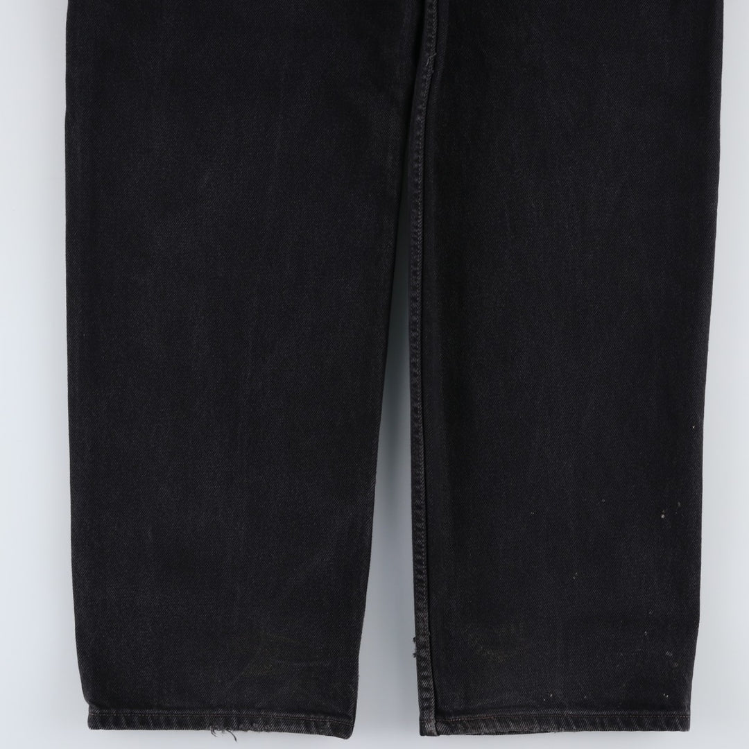 Levi's 550 Regular Fit Black Denim Tapered Jeans (Men's W36 equivalent) cotton black type Vintage Second Hand