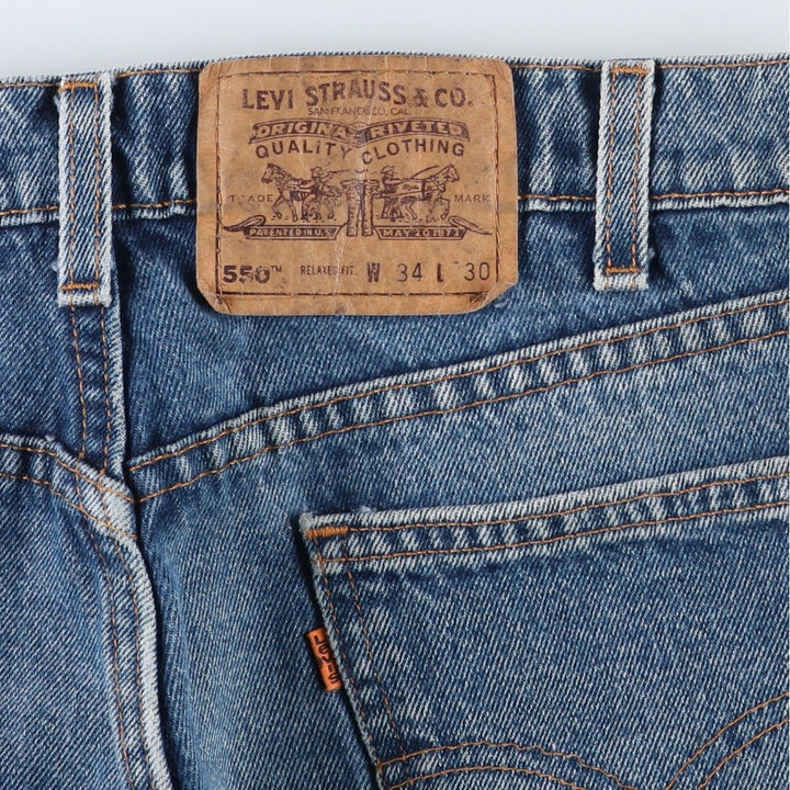 90'S Levi's 550 Relaxed Fit Orange Tab Tapered Denim Pants Made in USA Men's W33 Vintage cotton blue type Vintage Second Hand