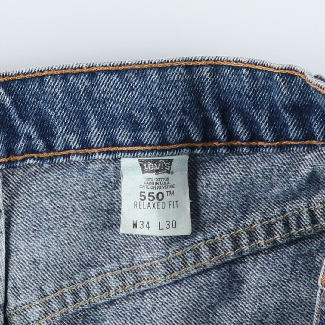 90'S Levi's 550 Relaxed Fit Orange Tab Tapered Denim Pants Made in USA Men's W33 Vintage cotton blue type Vintage Second Hand