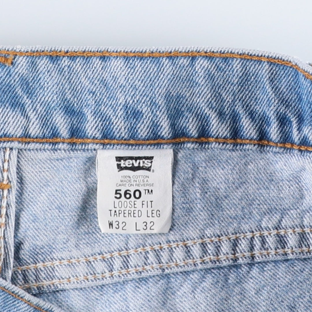 90'S Levi's 560 Loose Fit Tapered Leg Orange Tab Tapered Denim Pants, Made in USA, Men's Size W31 (approx.) cotton blue type Vintage Second Hand