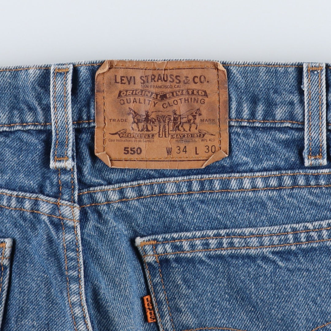 1990'S Levi's 40550-0215 Orange Tab Tapered Denim Pants, Made in USA, Men's W34 (approx.), Vintage cotton blue type Vintage Second Hand