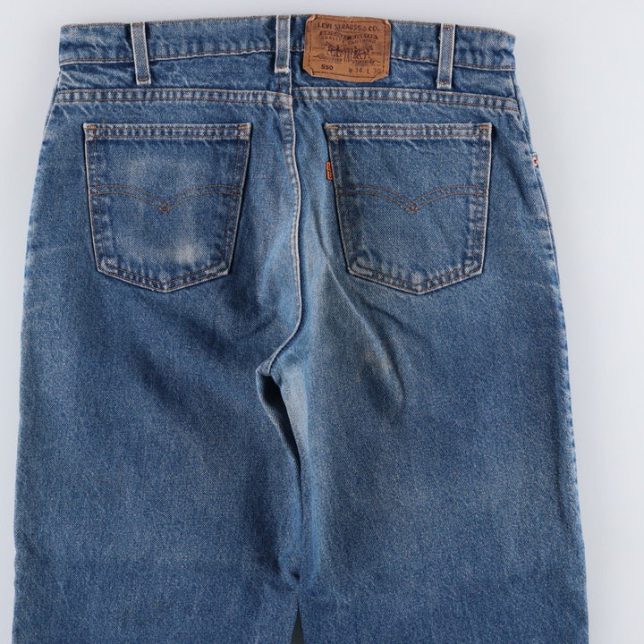 1990'S Levi's 40550-0215 Orange Tab Tapered Denim Pants, Made in USA, Men's W34 (approx.), Vintage cotton blue type Vintage Second Hand
