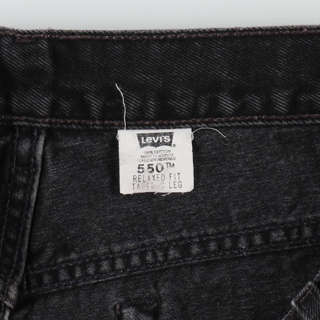 90'S Levi's 550 Relaxed Fit Tapered Black Denim Pants, Made in the USA, Men's Size 33, Vintage cotton black type Vintage Second Hand