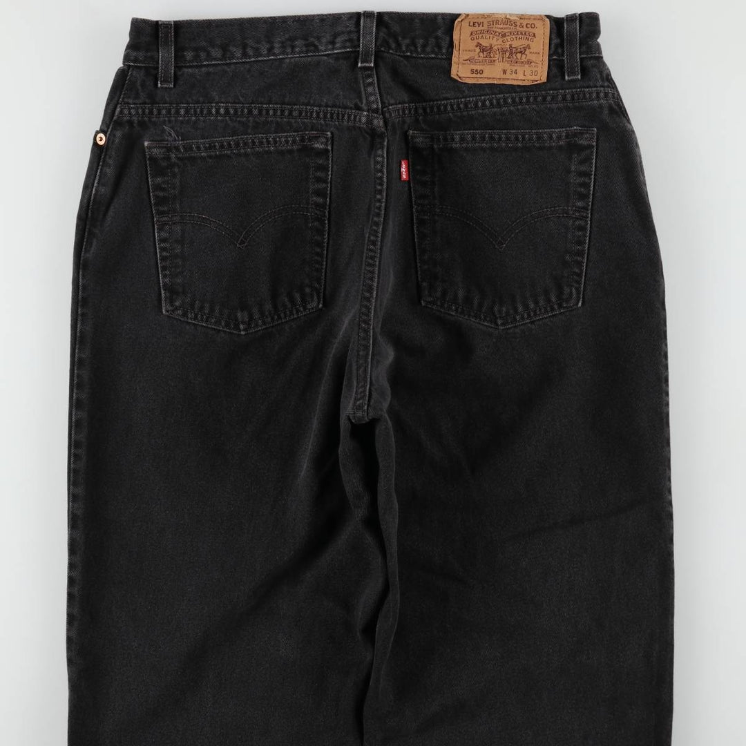90'S Levi's 550 Relaxed Fit Tapered Black Denim Pants, Made in the USA, Men's Size 33, Vintage cotton black type Vintage Second Hand