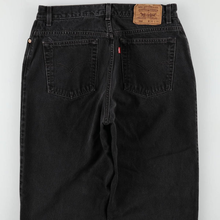 90'S Levi's 550 Relaxed Fit Tapered Black Denim Pants, Made in the USA, Men's Size 33, Vintage cotton black type Vintage Second Hand