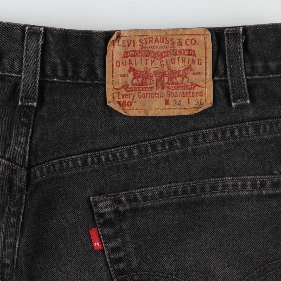 2000'S Levi's 560 Loose Fit Tapered Leg Black Denim Pants, Men's Size 34 cotton black type Vintage Second Hand