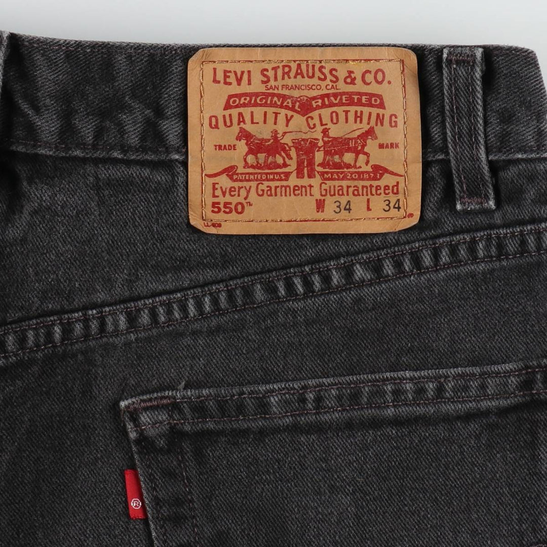 00'S Levi's 550 Relaxed Fit Black Denim Tapered Denim Pants Men's W32 cotton black type Vintage Second Hand