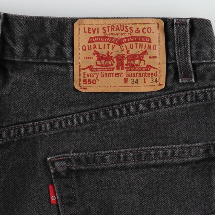 00'S Levi's 550 Relaxed Fit Black Denim Tapered Denim Pants Men's W32 cotton black type Vintage Second Hand