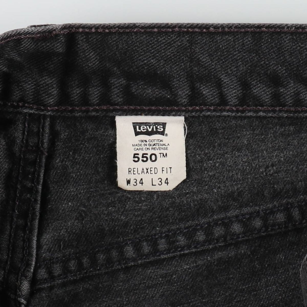 00'S Levi's 550 Relaxed Fit Black Denim Tapered Denim Pants Men's W32 cotton black type Vintage Second Hand