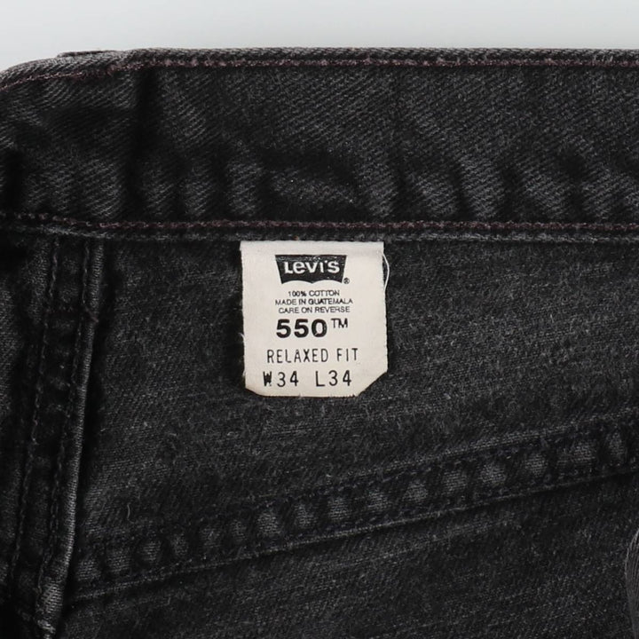 00'S Levi's 550 Relaxed Fit Black Denim Tapered Denim Pants Men's W32 cotton black type Vintage Second Hand
