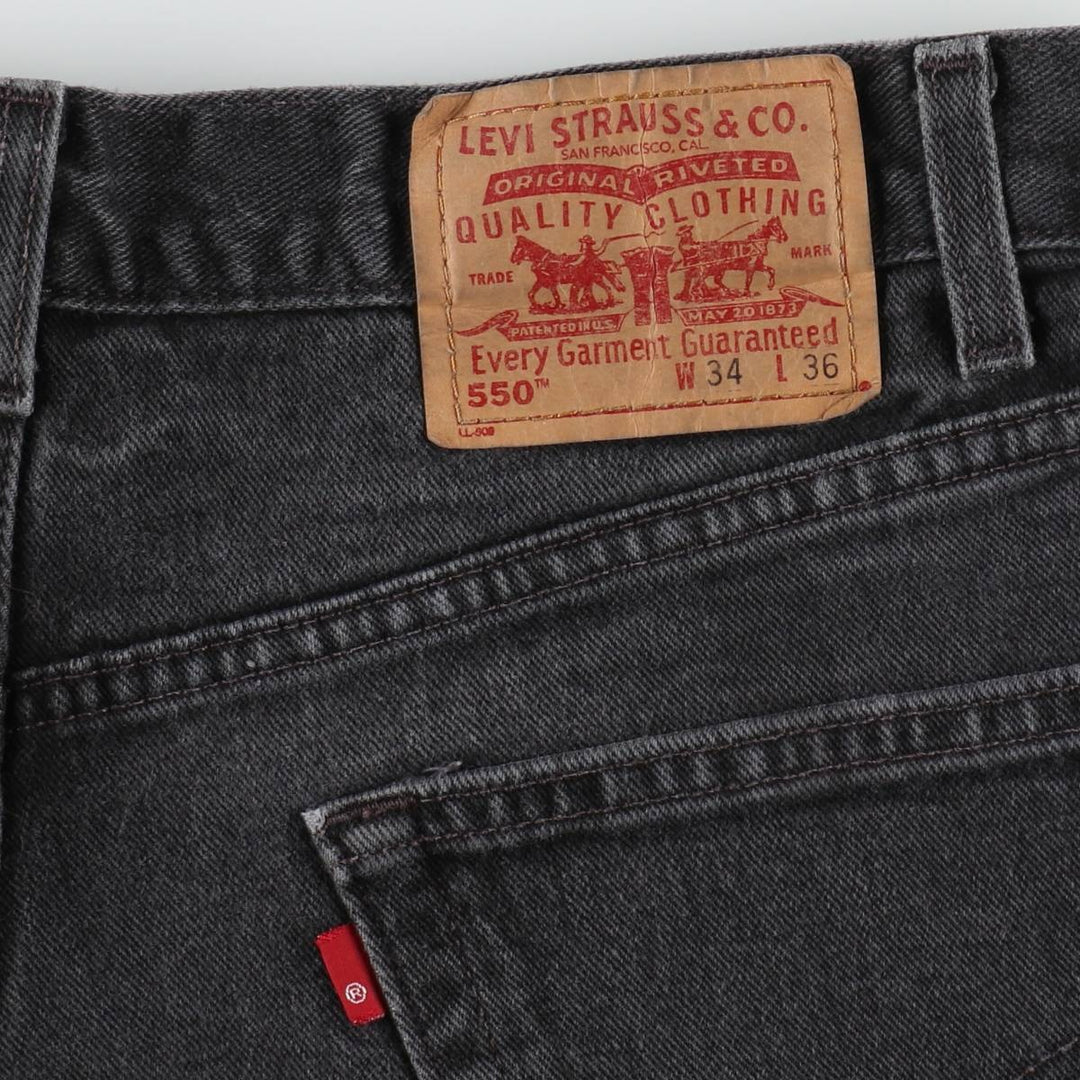 00'S Levi's 550 Relaxed Fit Black Denim Tapered Denim Pants Men's W34 cotton black type Vintage Second Hand