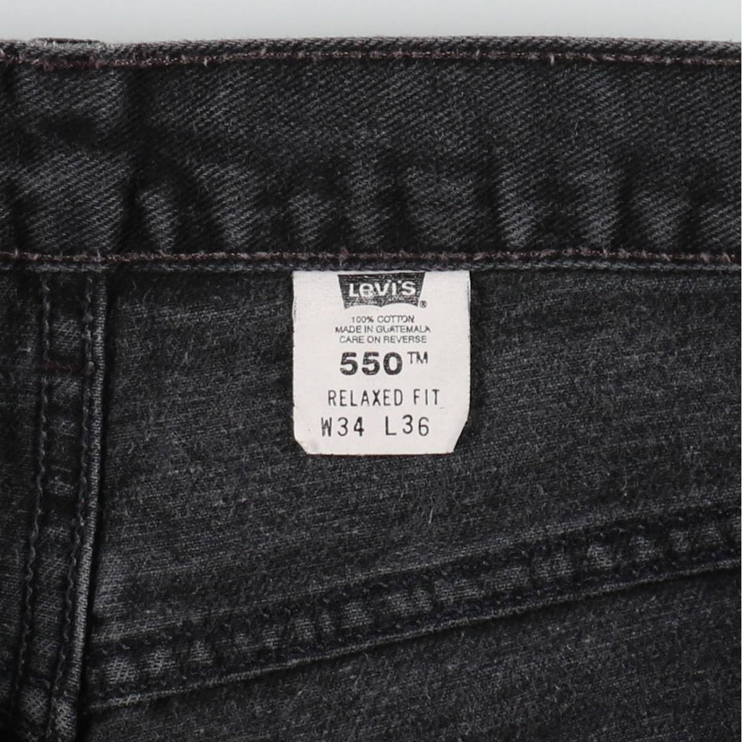 00'S Levi's 550 Relaxed Fit Black Denim Tapered Denim Pants Men's W34 cotton black type Vintage Second Hand