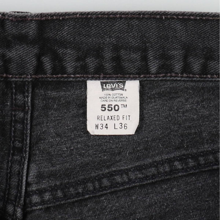 00'S Levi's 550 Relaxed Fit Black Denim Tapered Denim Pants Men's W34 cotton black type Vintage Second Hand