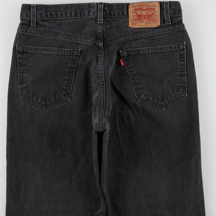 00'S Levi's 550 Relaxed Fit Black Denim Tapered Denim Pants Men's W34 cotton black type Vintage Second Hand