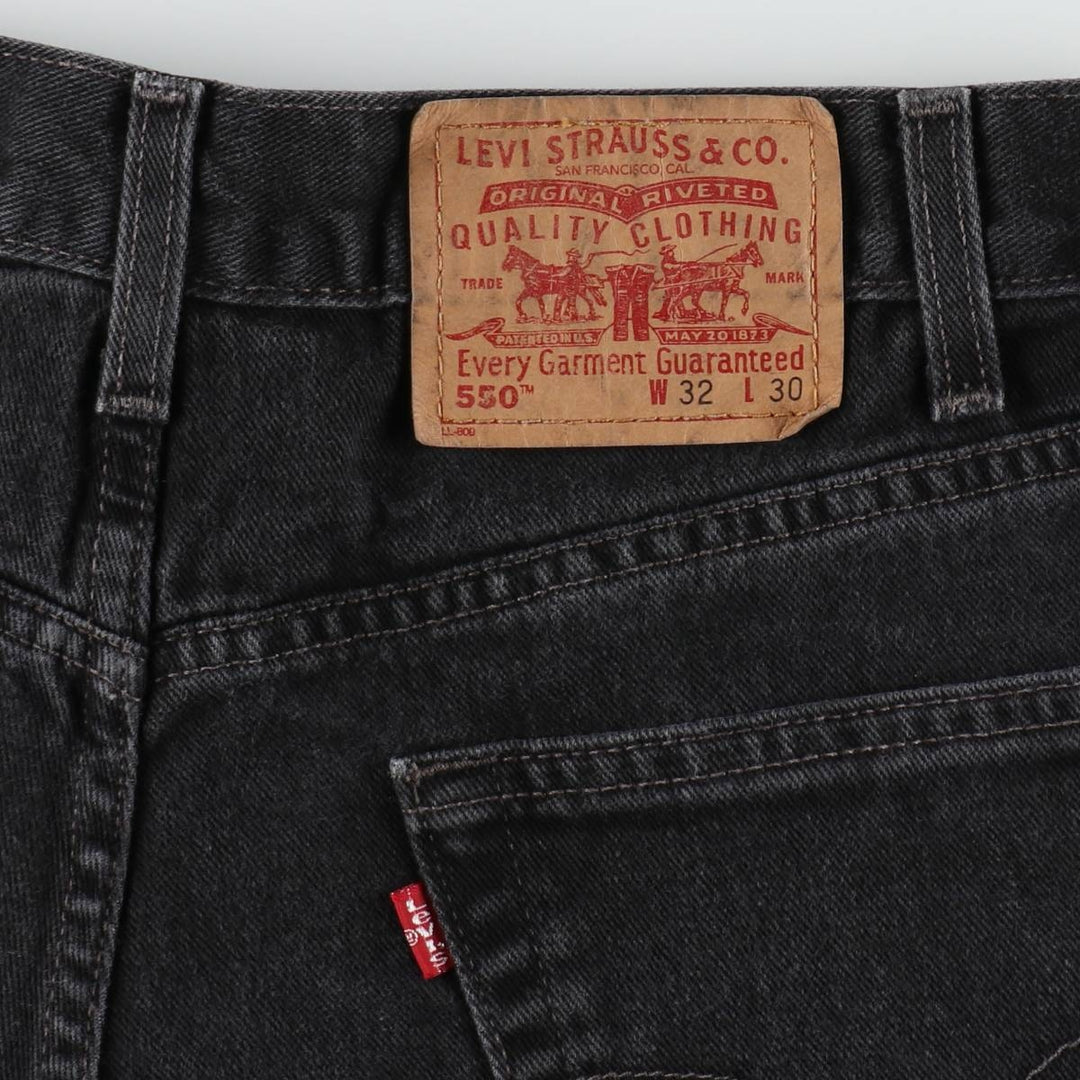 00'S Levi's 550 Relaxed Fit Black Denim Tapered Denim Pants Men's W31 cotton black type Vintage Second Hand