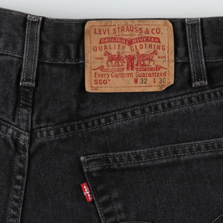 00'S Levi's 550 Relaxed Fit Black Denim Tapered Denim Pants Men's W31 cotton black type Vintage Second Hand