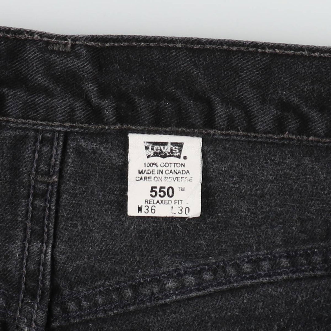 2000'S Levi's 550 Relaxed Fit Black Denim Tapered Jeans, Made in Canada, Men's W35 (approx.) cotton black type Vintage Second Hand