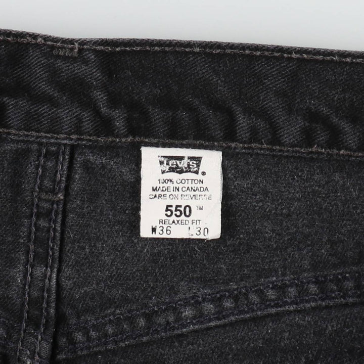 2000'S Levi's 550 Relaxed Fit Black Denim Tapered Jeans, Made in Canada, Men's W35 (approx.) cotton black type Vintage Second Hand