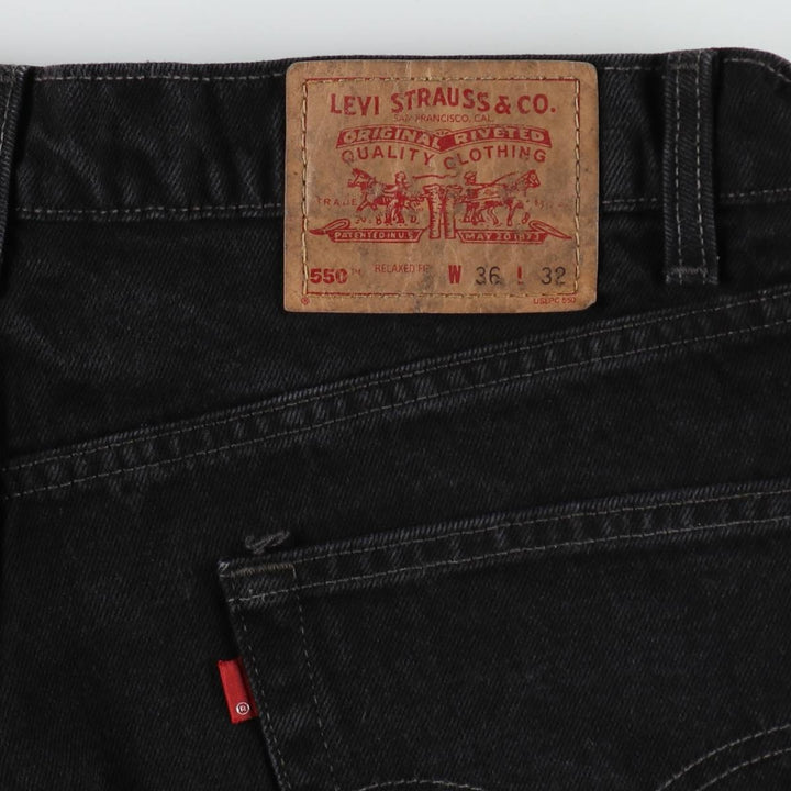 1990'S Levi's 550 Relaxed Fit Black Denim Tapered Jeans, Made in Canada, Men's Size W36 (approx.), Vintage cotton black type Vintage Second Hand