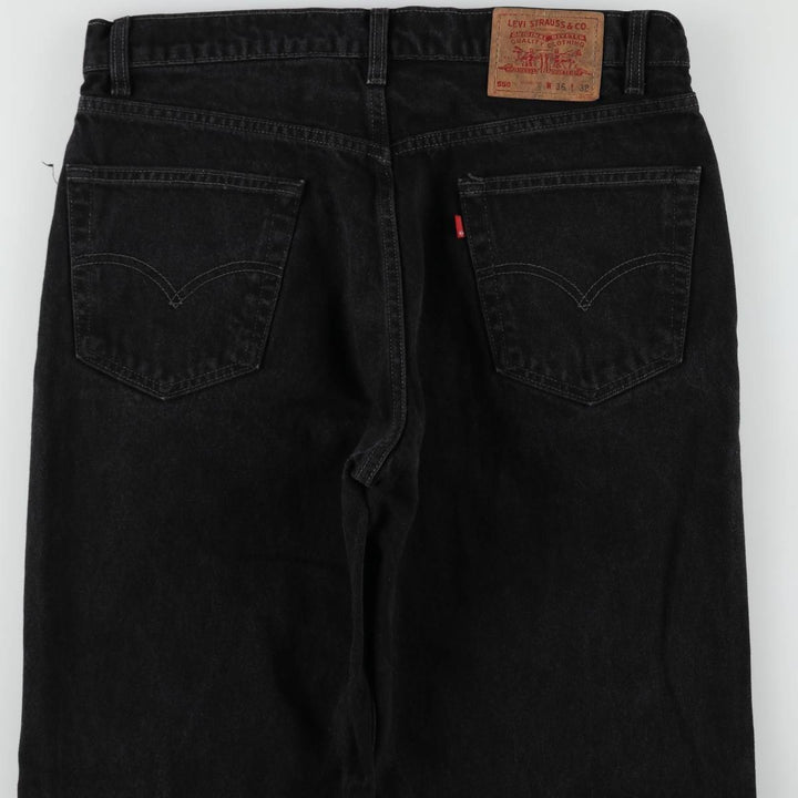 1990'S Levi's 550 Relaxed Fit Black Denim Tapered Jeans, Made in Canada, Men's Size W36 (approx.), Vintage cotton black type Vintage Second Hand