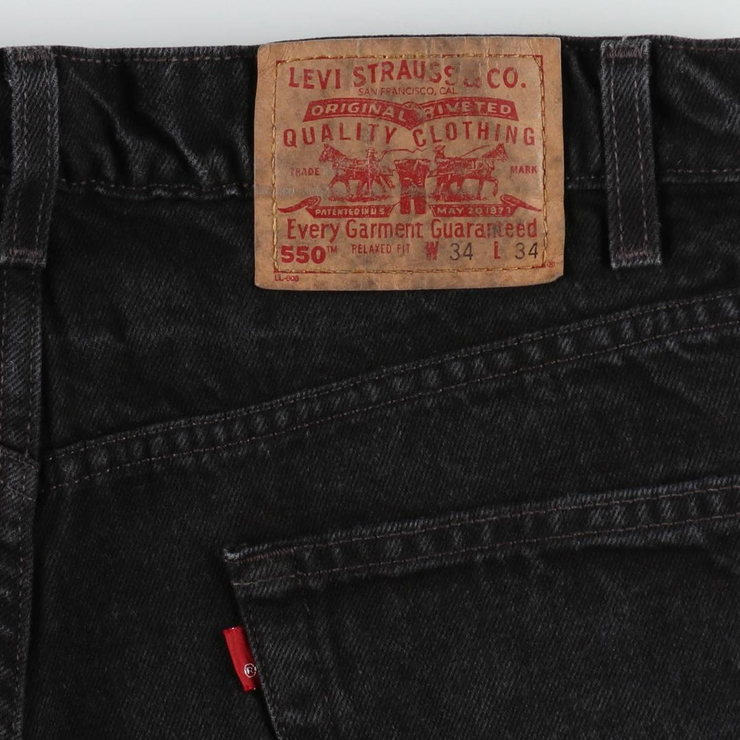 90'S Levi's 550 Relaxed Fit Black Denim Tapered Jeans, Men's Size W32 (approx.), Vintage cotton black type Vintage Second Hand