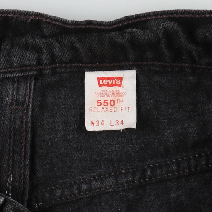 90'S Levi's 550 Relaxed Fit Black Denim Tapered Jeans, Men's Size W32 (approx.), Vintage cotton black type Vintage Second Hand