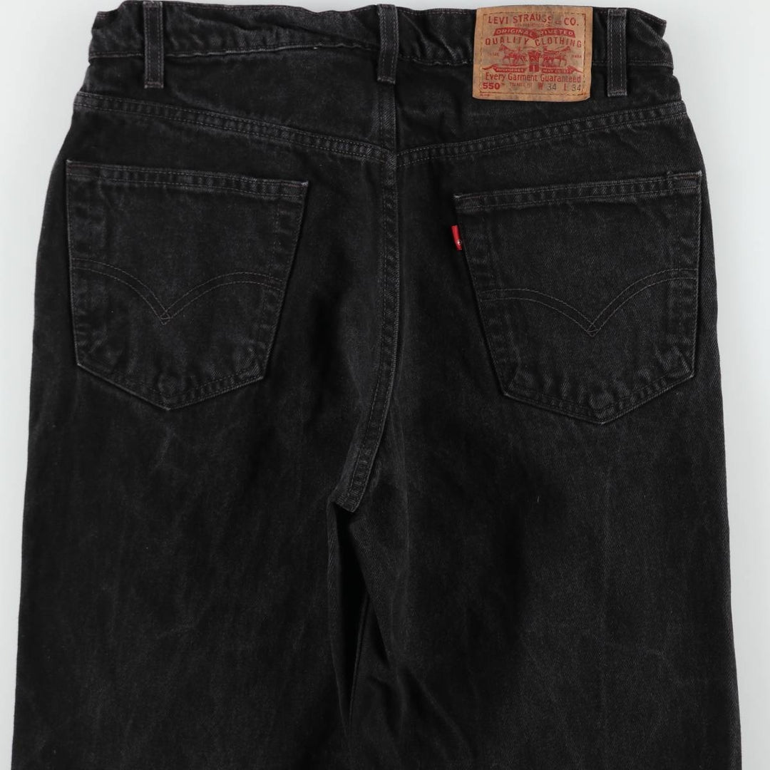 90'S Levi's 550 Relaxed Fit Black Denim Tapered Jeans, Men's Size W32 (approx.), Vintage cotton black type Vintage Second Hand