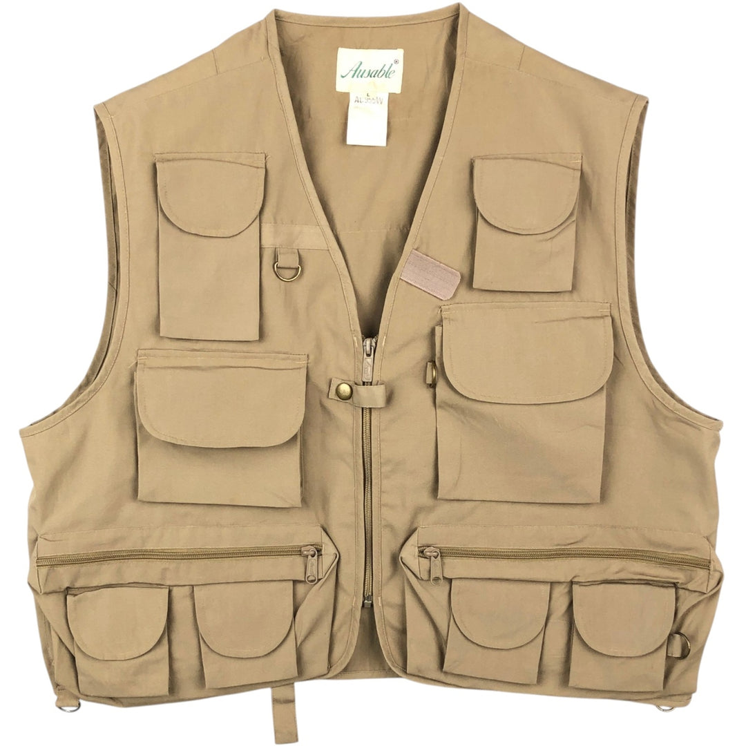 90'S Ausable fishing vest, men's size L equivalent, vintage. polyester Beige type Vintage Second Hand