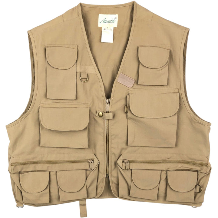 90'S Ausable fishing vest, men's size L equivalent, vintage. polyester Beige type Vintage Second Hand