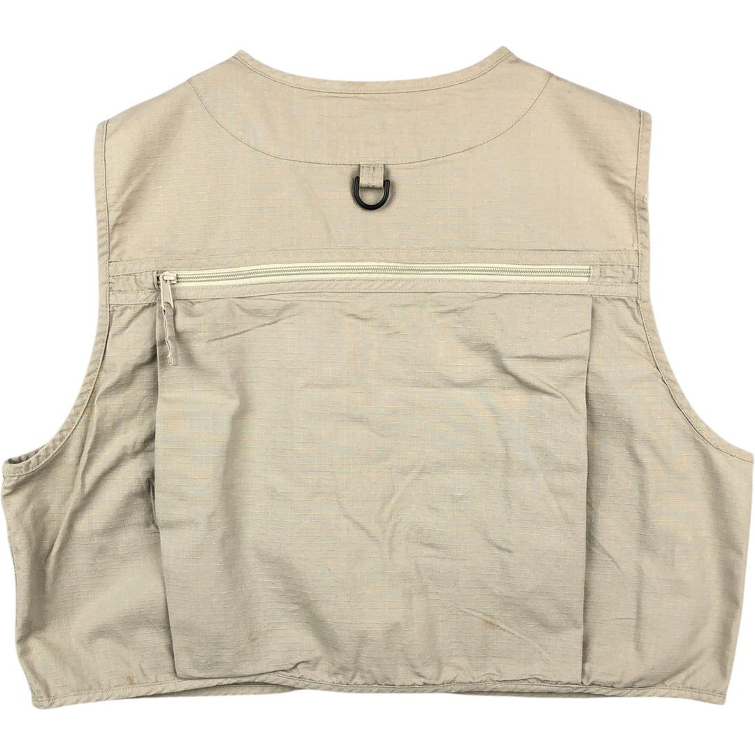 90'S LLBean Ripstop Safari Vest, Men's XL equivalent, Vintage cotton Khaki type beige Vintage Second Hand