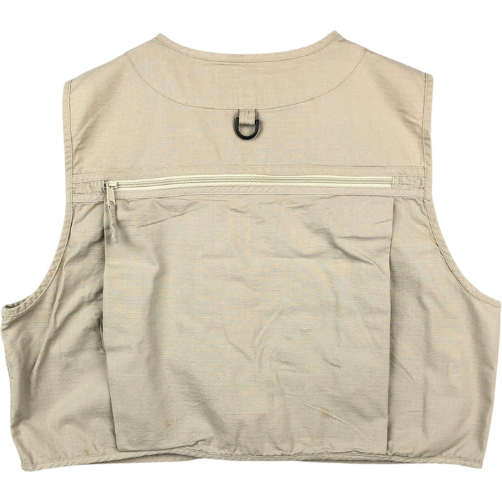 90'S LLBean Ripstop Safari Vest, Men's XL equivalent, Vintage cotton Khaki type beige Vintage Second Hand