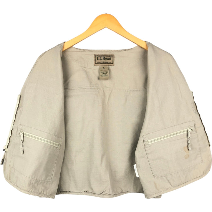 90'S LLBean Ripstop Safari Vest, Men's XL equivalent, Vintage cotton Khaki type beige Vintage Second Hand