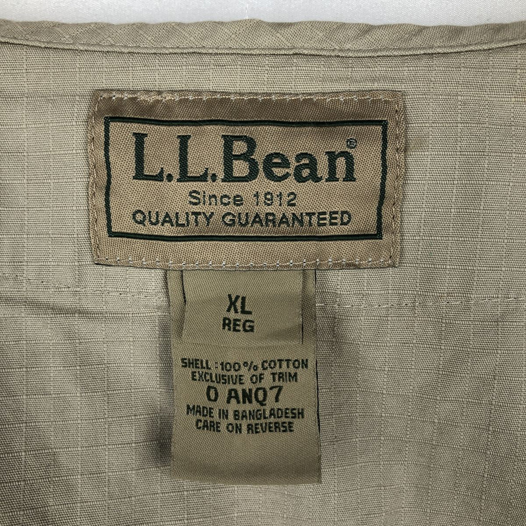90'S LLBean Ripstop Safari Vest, Men's XL equivalent, Vintage cotton Khaki type beige Vintage Second Hand