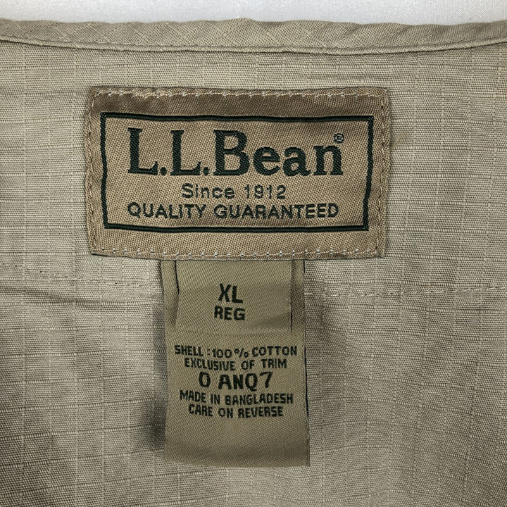 90'S LLBean Ripstop Safari Vest, Men's XL equivalent, Vintage cotton Khaki type beige Vintage Second Hand