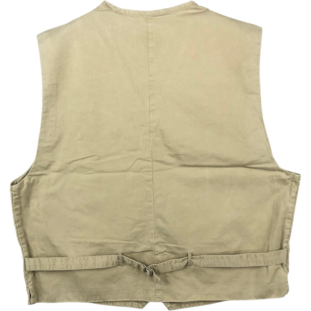 90'S WOOLRICH Safari Vest, Men's XL, Vintage polyester Khaki type beige Vintage Second Hand