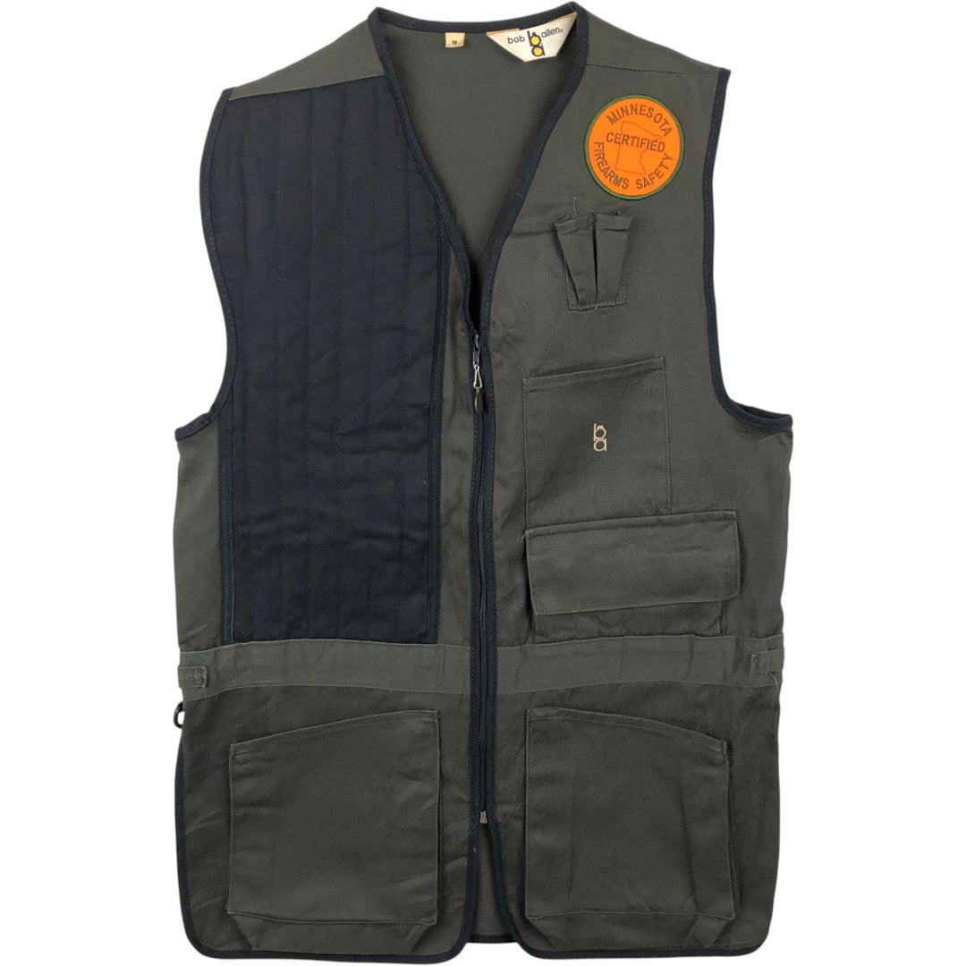 Bob Allen custom patch shooting vest, made in USA, men's size M equivalent. polyester Charcoal Vintage Second Hand