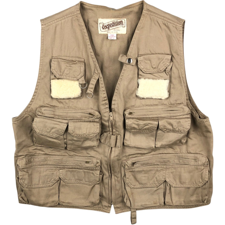 1980'S Expedition Fishing Vest, Men's Size L (approx.), Vintage cotton Beige type Vintage Second Hand