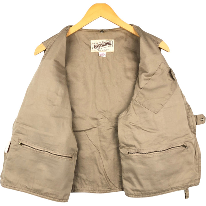 1980'S Expedition Fishing Vest, Men's Size L (approx.), Vintage cotton Beige type Vintage Second Hand