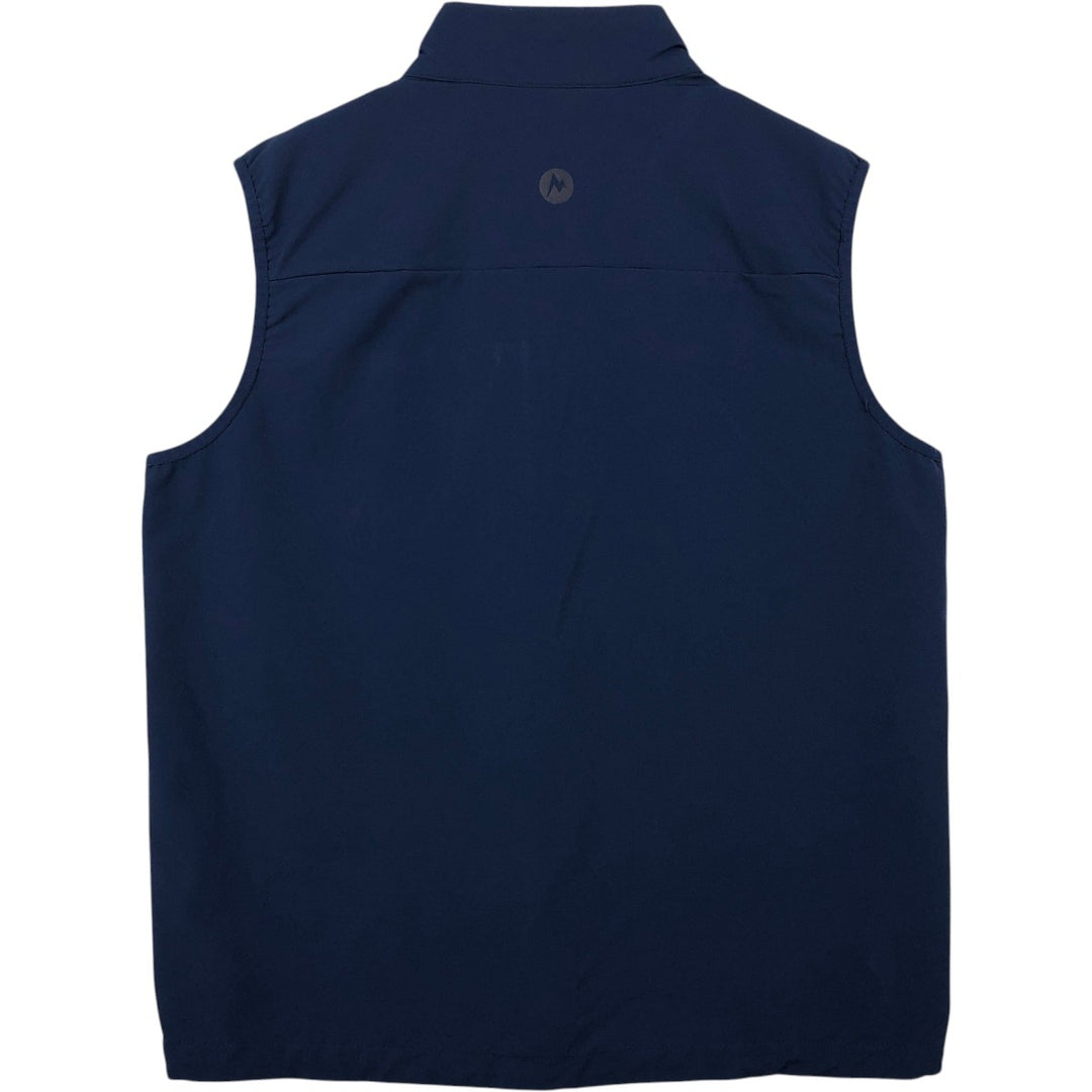 Marmot Advertising Front-Opening Warm-Up Vest, Men's Size L (approx.) polyester Navy blue Vintage Second Hand